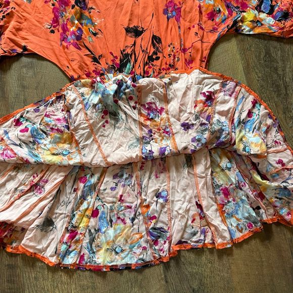 Women's VELZERA Orange Multicolor Floral Mini Dress 3X - Picture 9 of 10